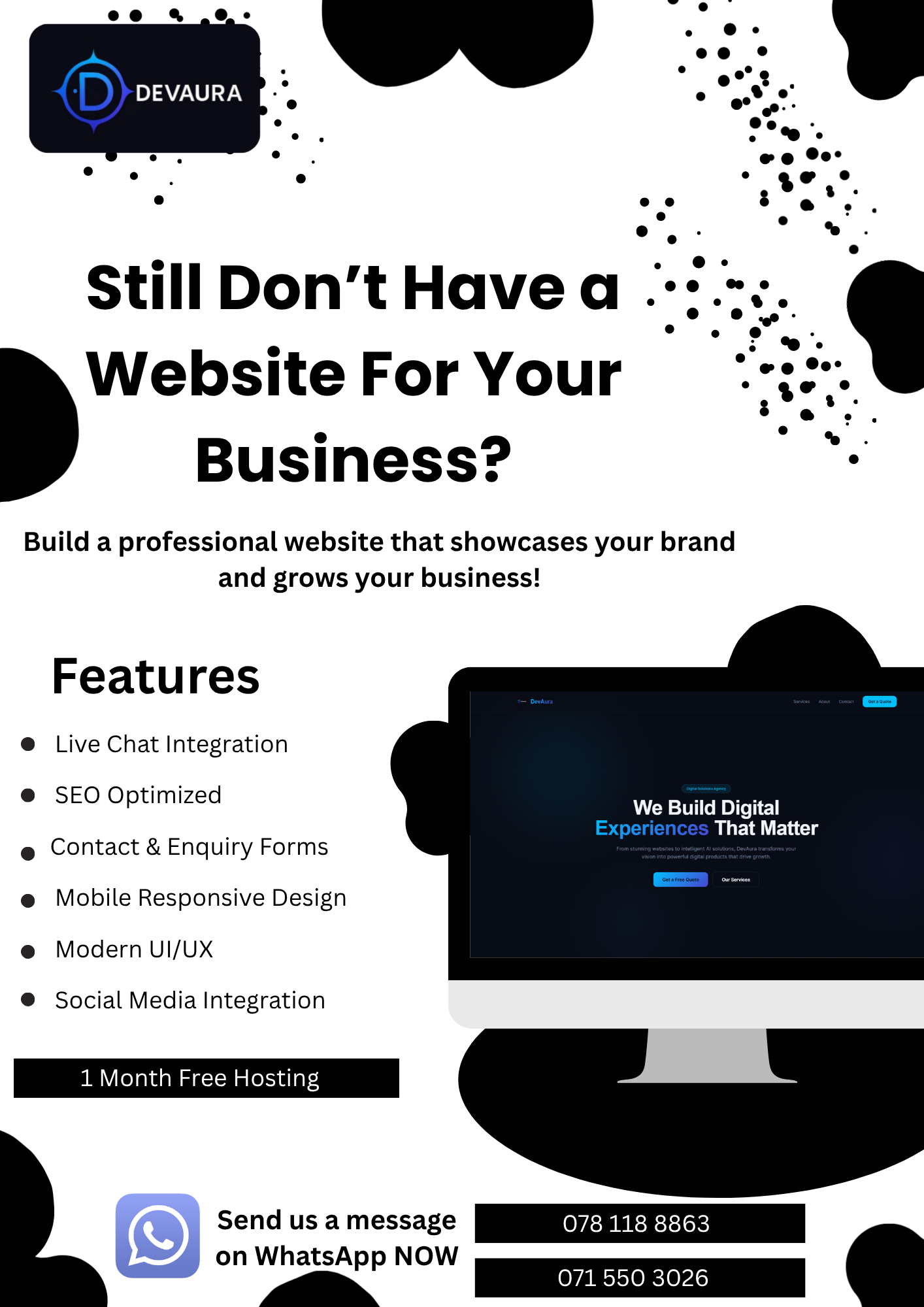 DevAura Web Design Flyer - V1